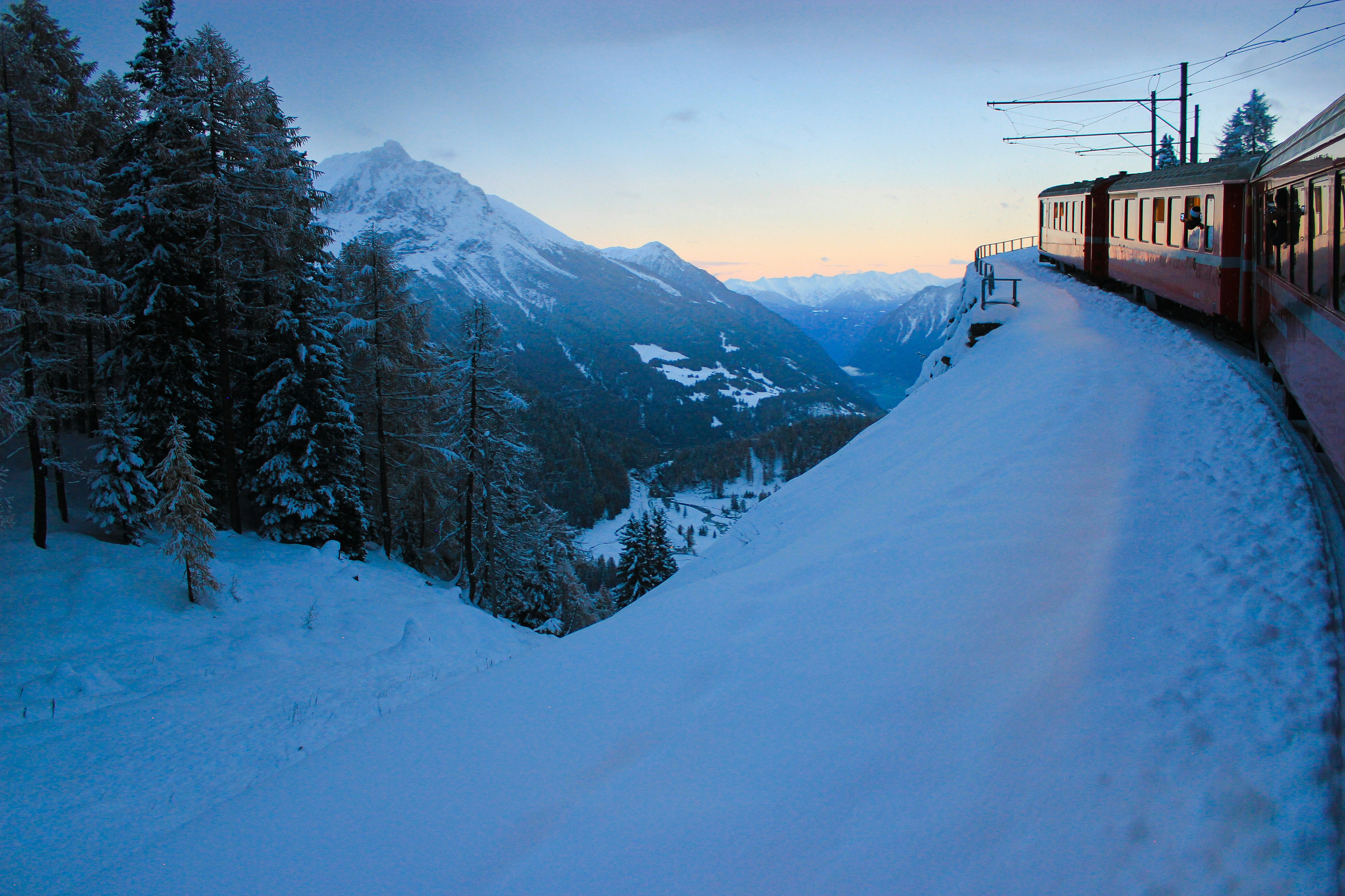 Train through the Swiss Alps, St. Moritz