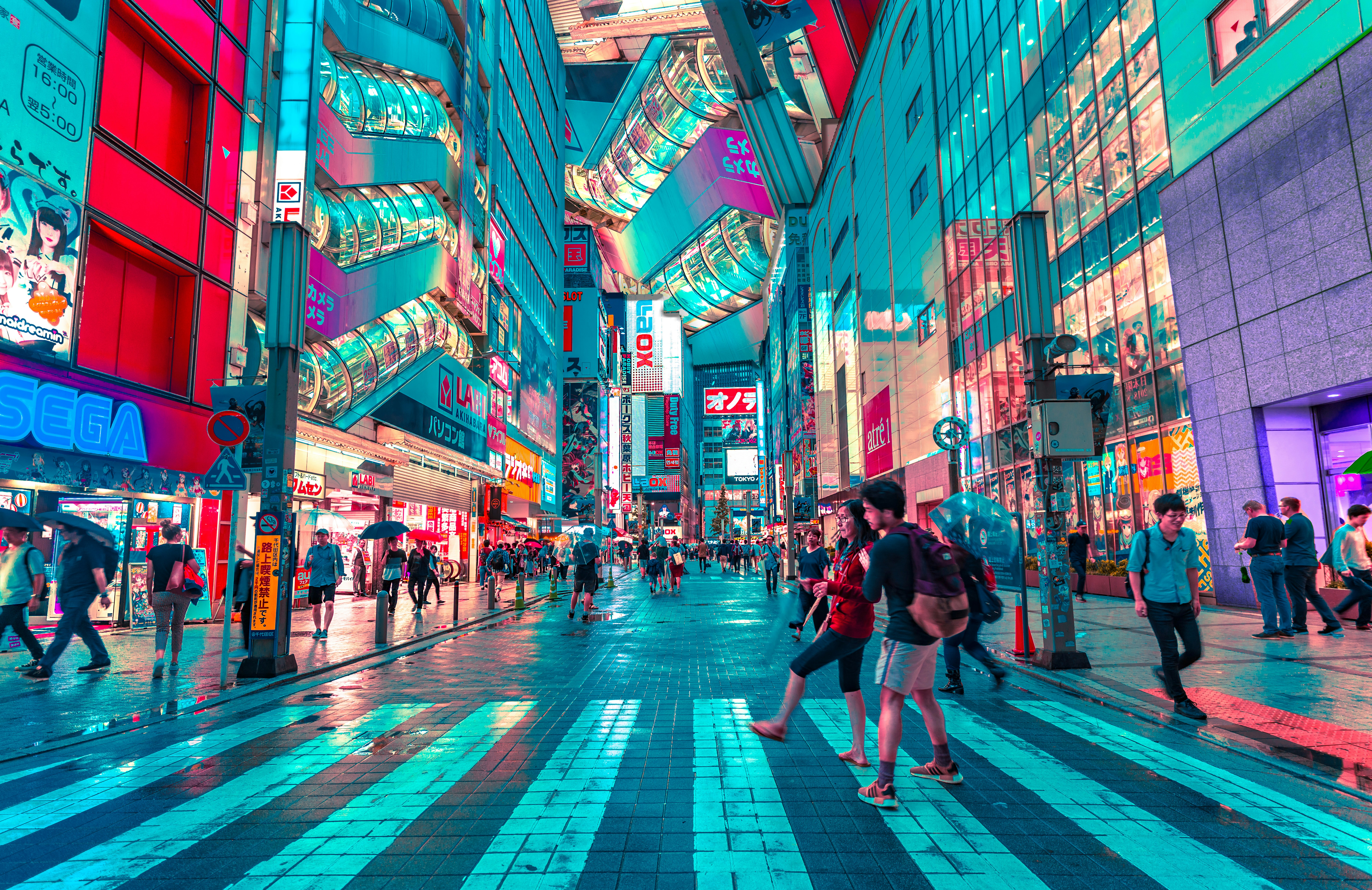 Tokyo blue city lights