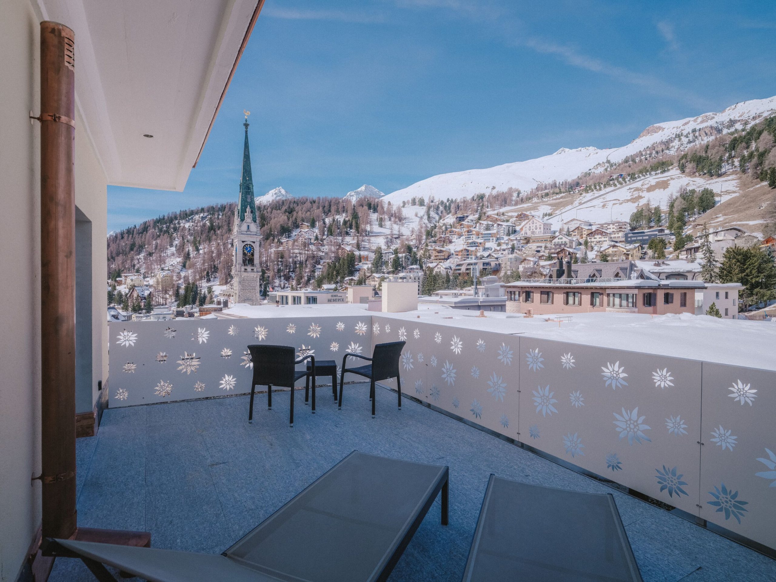 Kulm Hotel balcony, St. Moritz