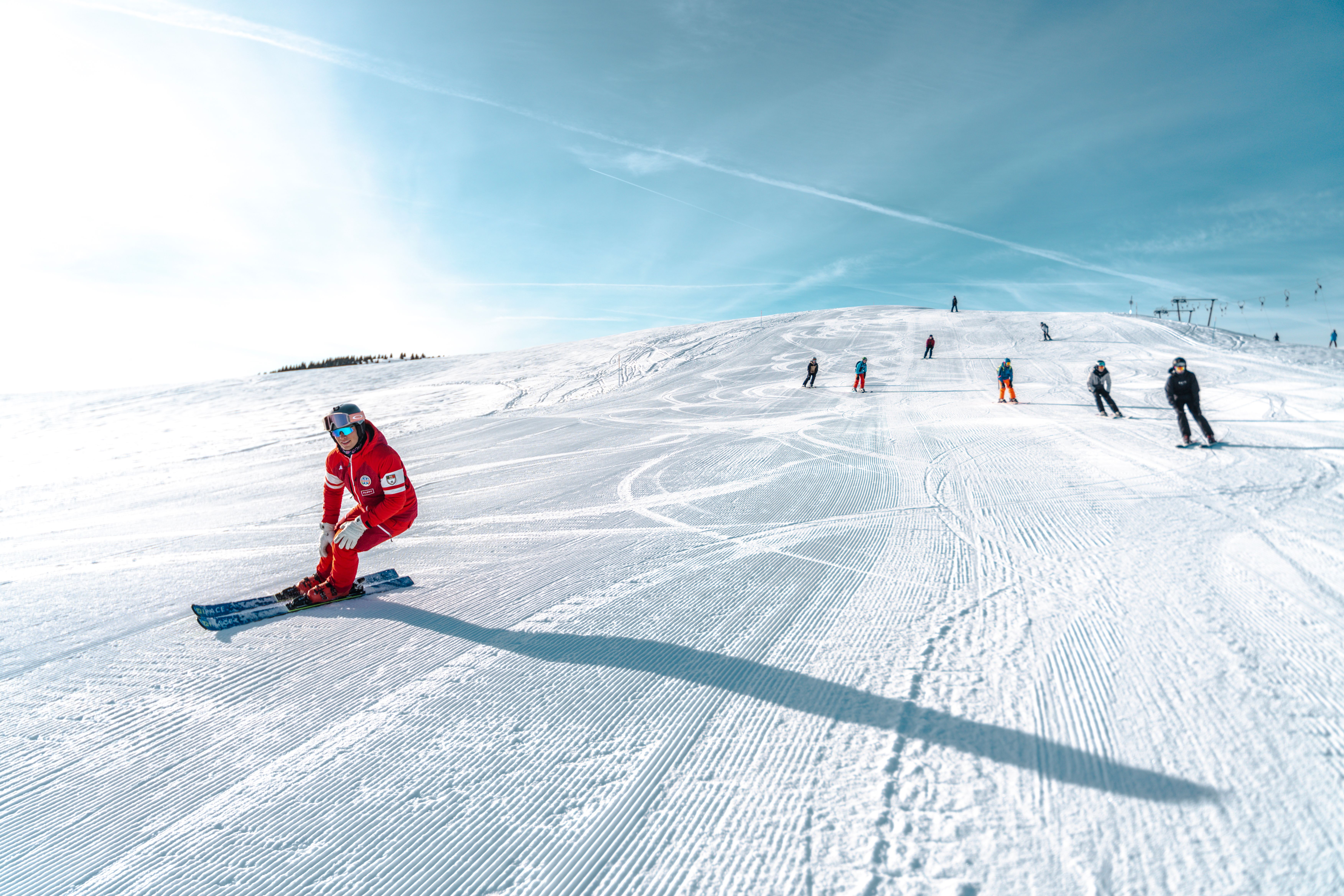 Skier above St. Moritz