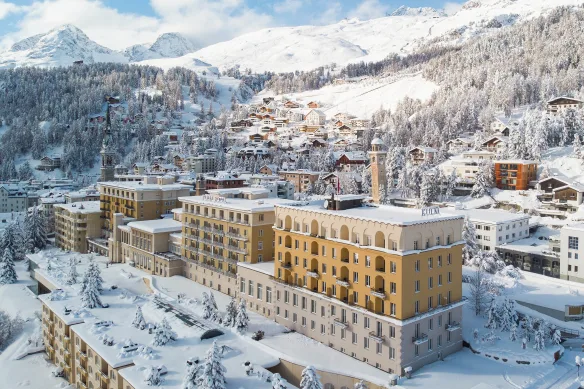 Kulm Hotel winter exterior, St. Moritz